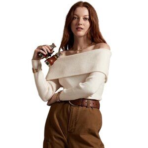 Banana Republic Off Shoulder Ribbed Sweater Elegant Minimalist - NWT - Small